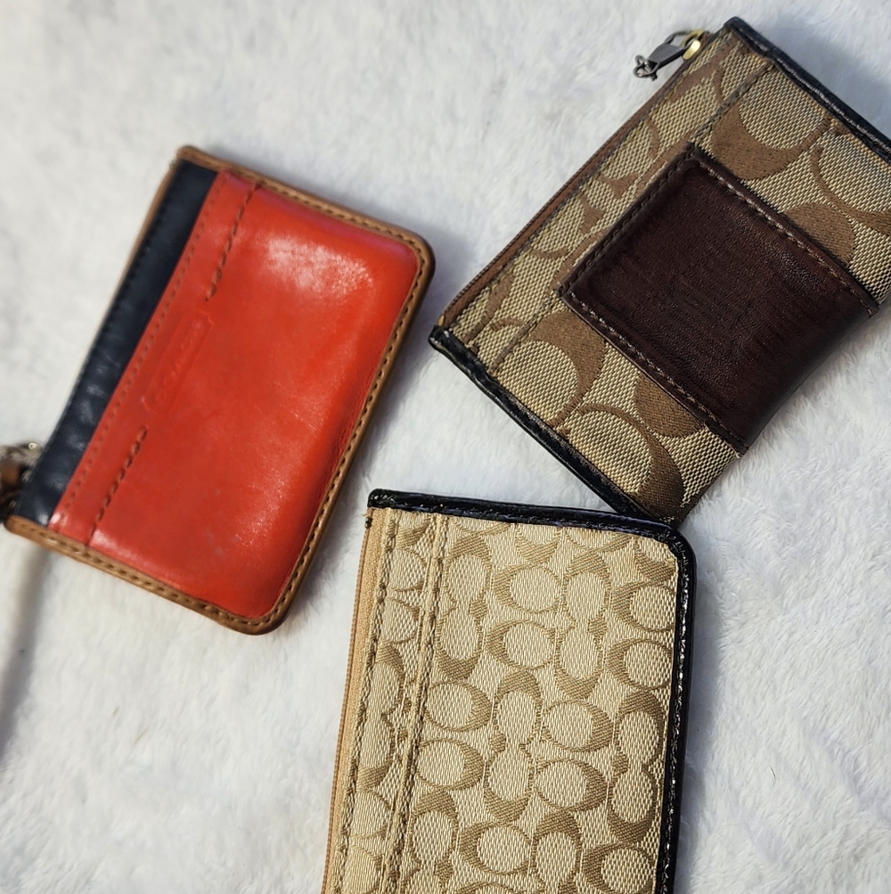 Coach Signature Canvas Card Case Wallet/Pouch/wrislet Rehab Bundle (3)